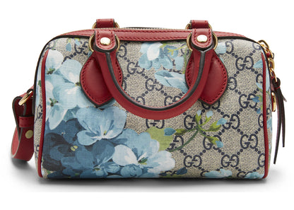 Gucci Top Handle Bag Blue Blooms Mini Beige/Ebony