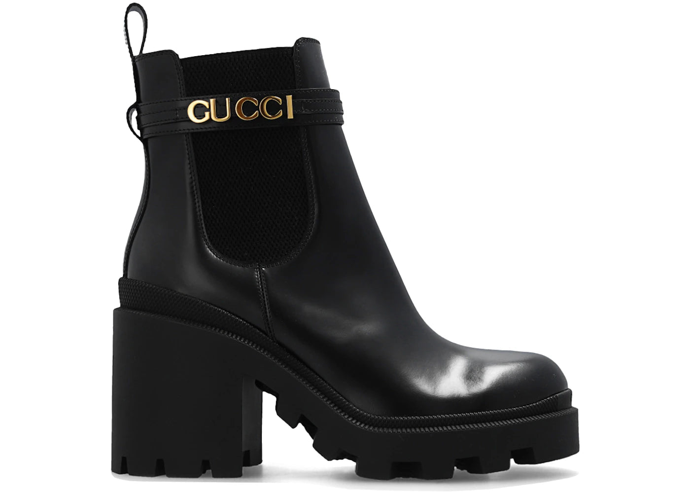 gucci trip heeled boots black (women's)