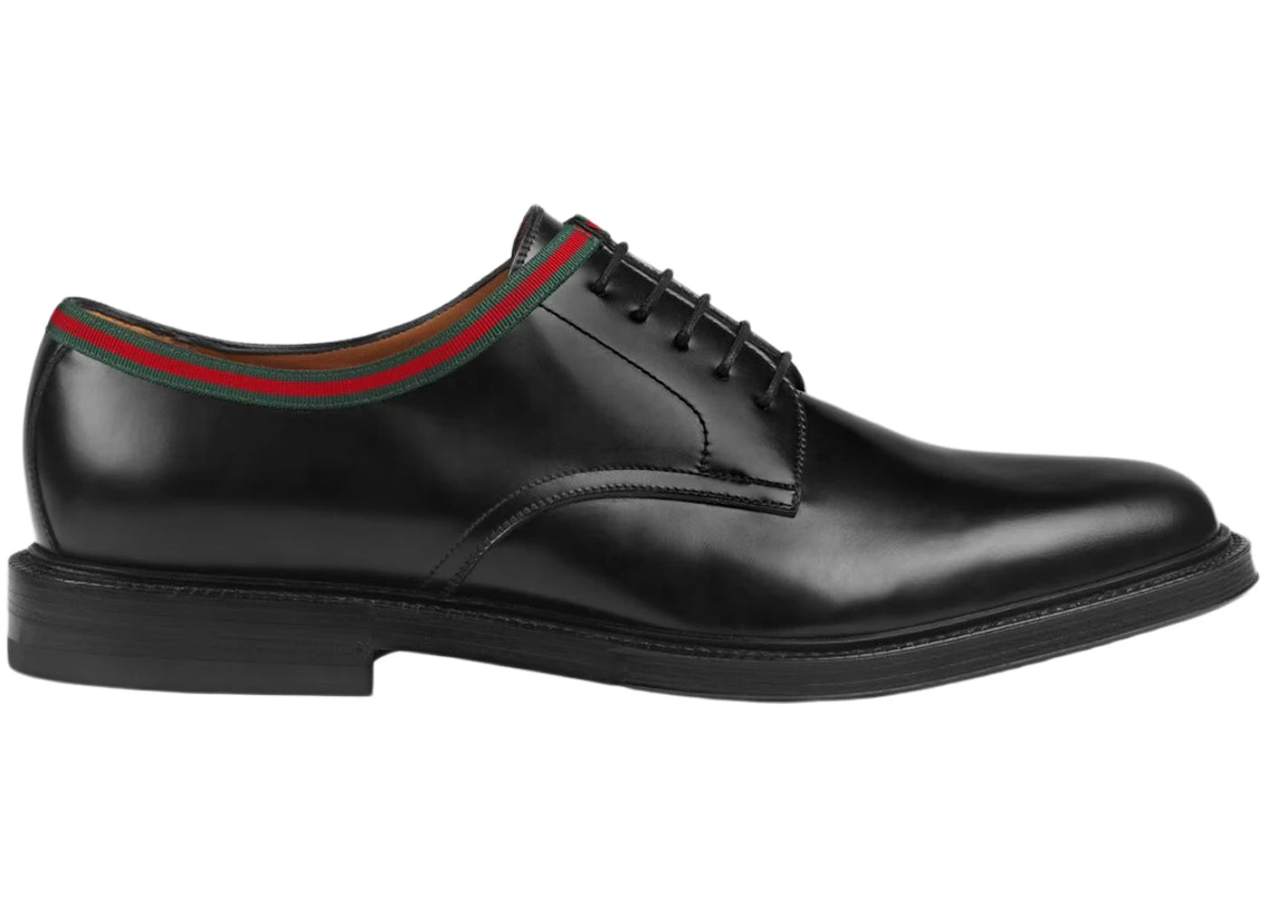 gucci web lace up black leather