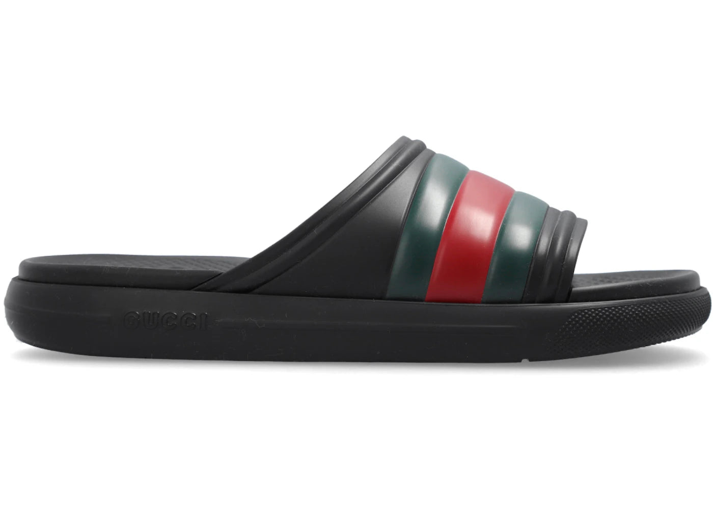 gucci web slide sandal black green red