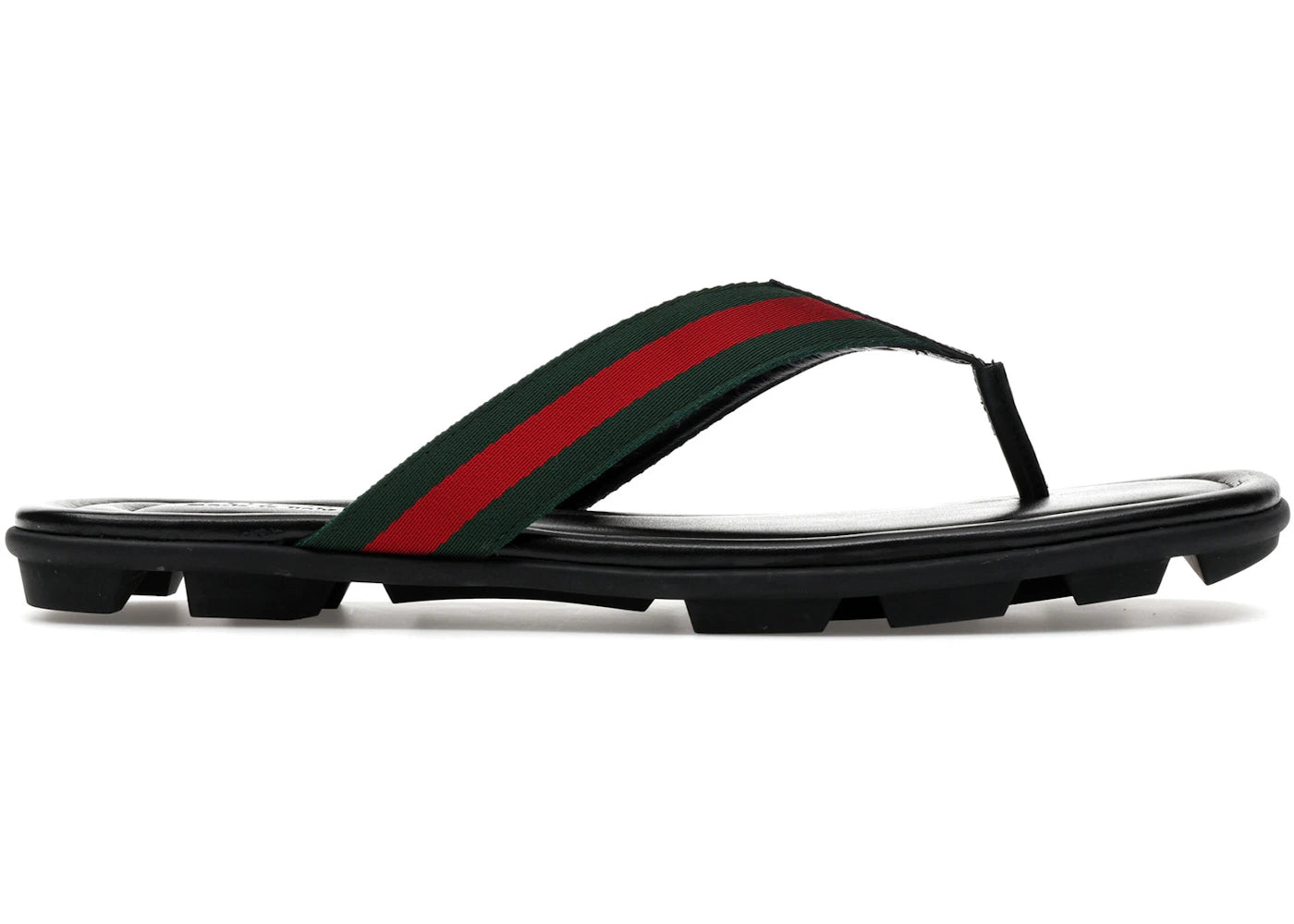 Gucci Web And Leather Thong Sandal Black Leather