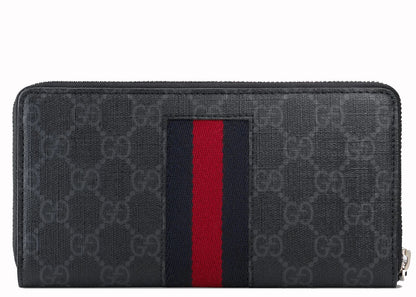 gucci zip around wallet gg supreme web black grey 