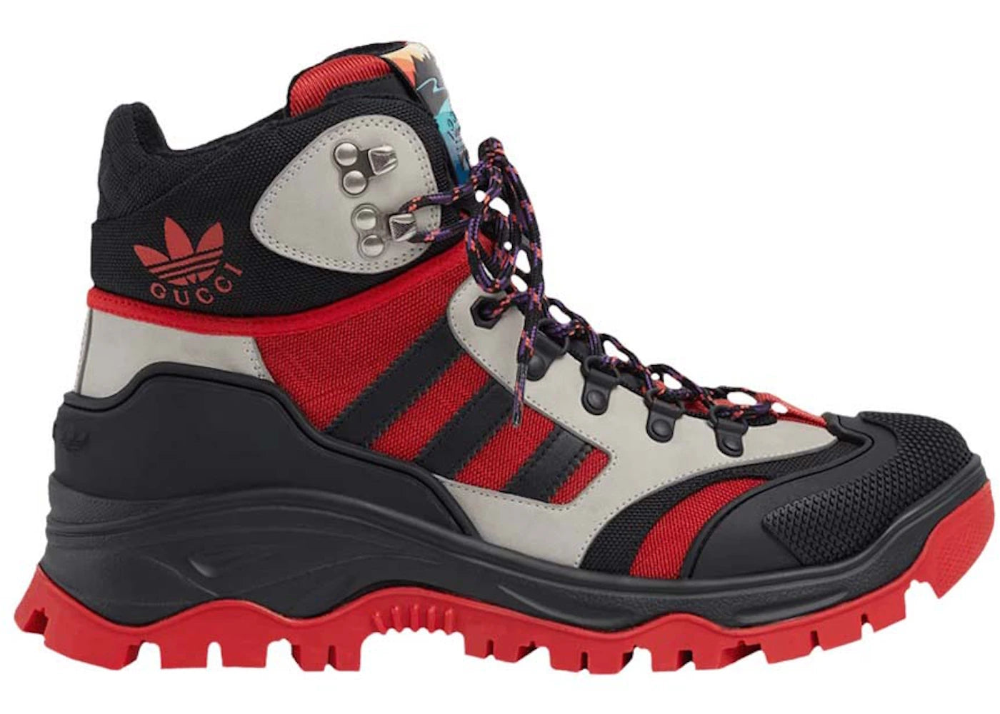 gucci x adidas laced up boots black red