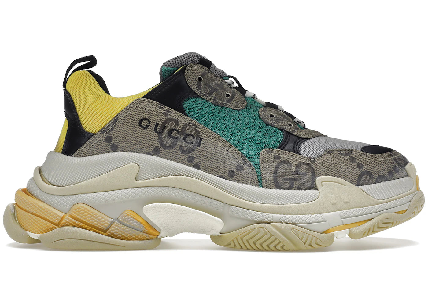 gucci x balenciaga the hacker project triple s beige green yellow