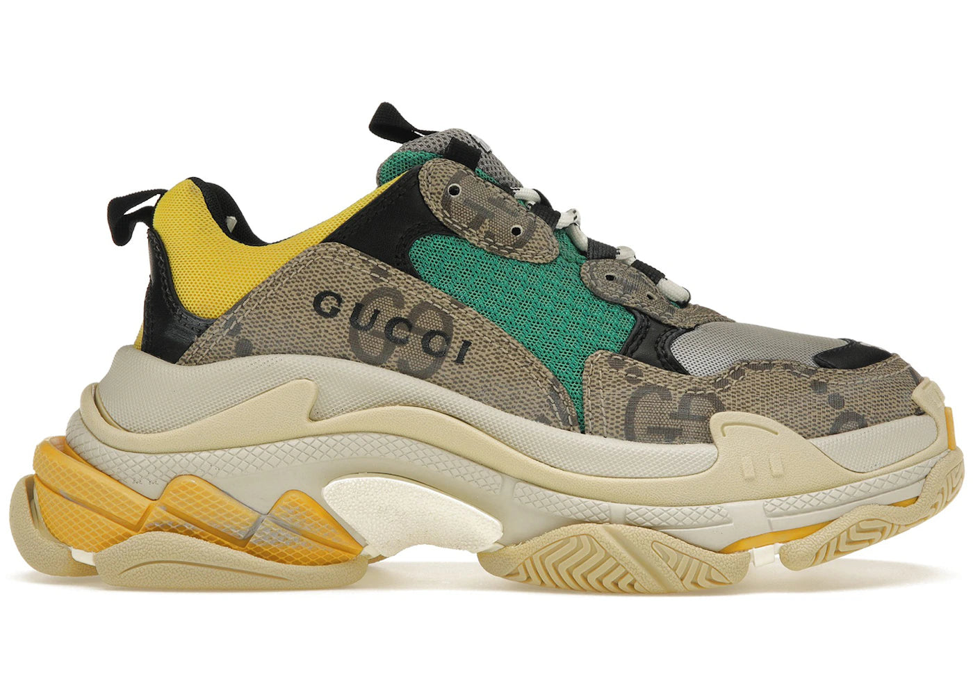 gucci x balenciaga the hacker project triple s beige green yellow (women's)