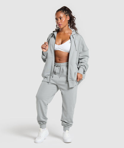 Women's Gymshark Power Hoodie Silver Grey