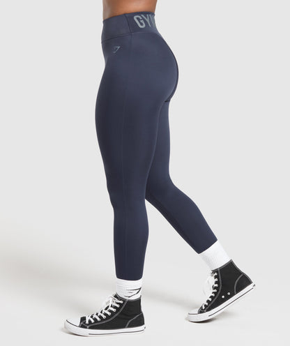 Women's Gymshark Wordmark Graphic Leggings Heavy Blue