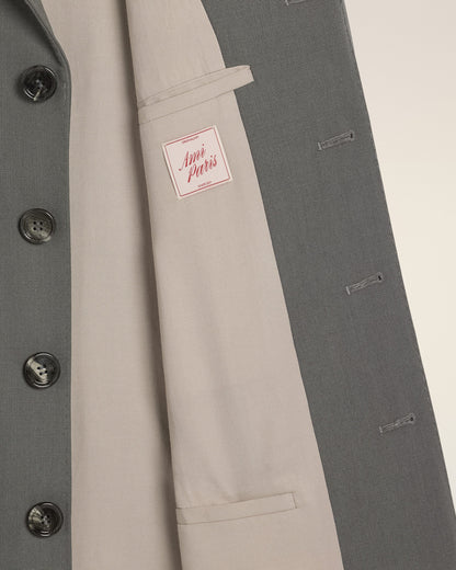 AmiParis Grey New Wool Single Breasted Straight Jacket