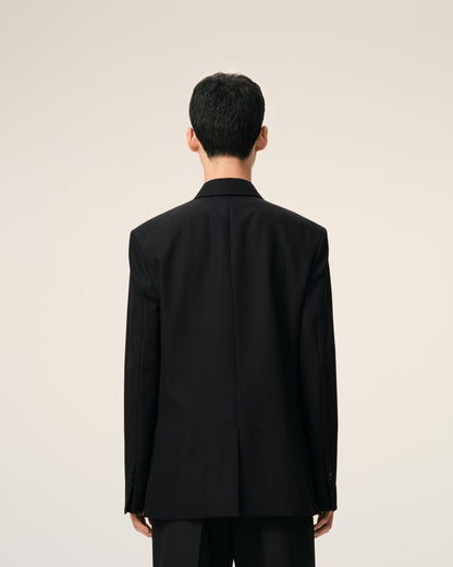 AmiParis Black New Wool Single Breasted Straight Jacket