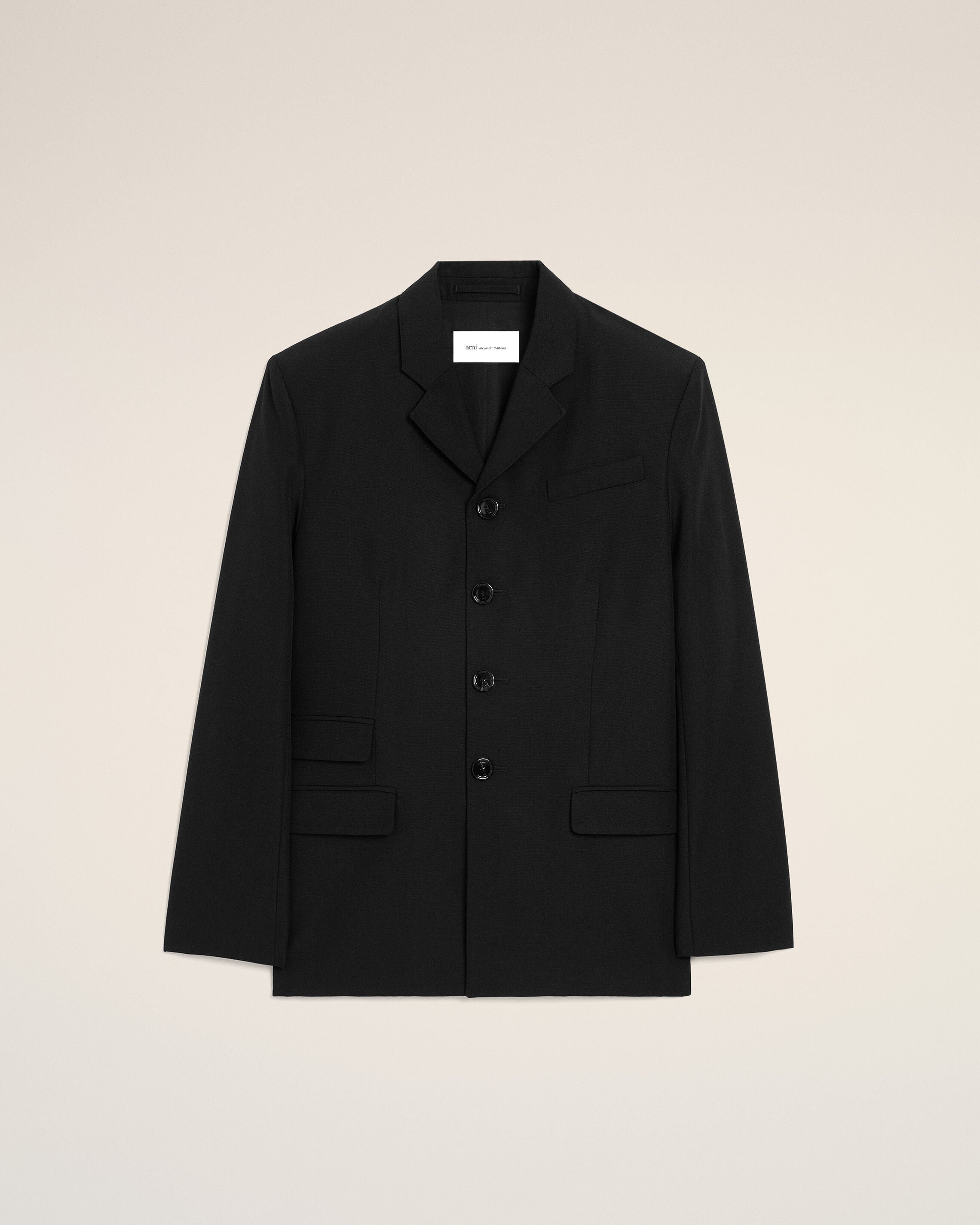 AmiParis Black New Wool Single Breasted Straight Jacket