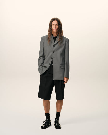 AmiParis Grey New Wool Single Breasted Straight Jacket