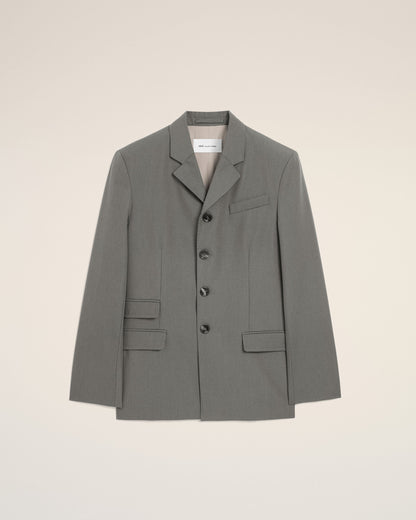 AmiParis Grey New Wool Single Breasted Straight Jacket