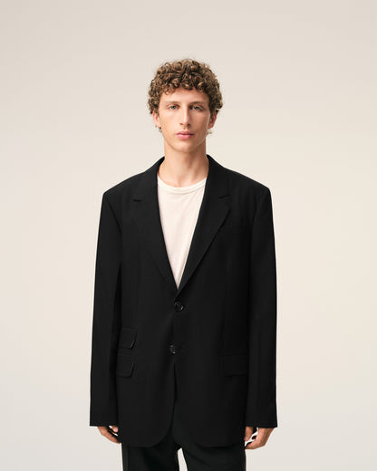 AmiParis Black New Wool Straight Single Breasted Jacket