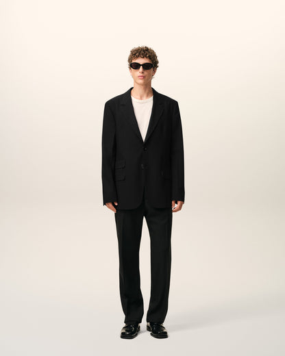 AmiParis Black New Wool Straight Single Breasted Jacket
