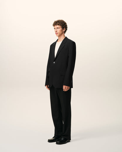 AmiParis Black New Wool Straight Single Breasted Jacket