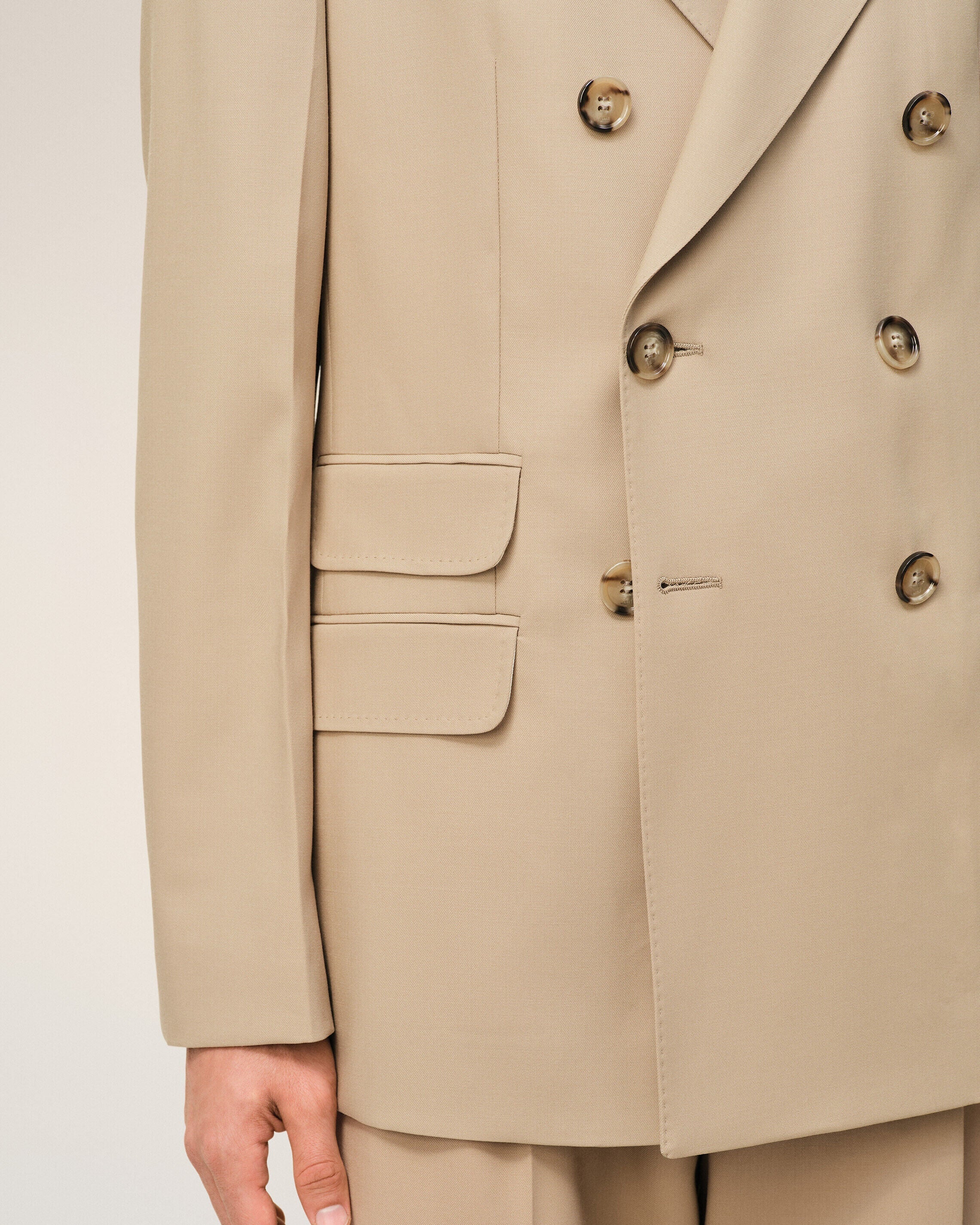 AmiParis Beige New Wool Double Breasted Straight Jacket