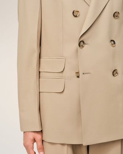 AmiParis Beige New Wool Double Breasted Straight Jacket