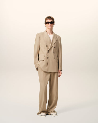 AmiParis Beige New Wool Double Breasted Straight Jacket