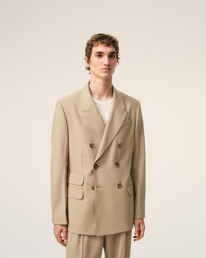AmiParis Beige New Wool Double Breasted Straight Jacket