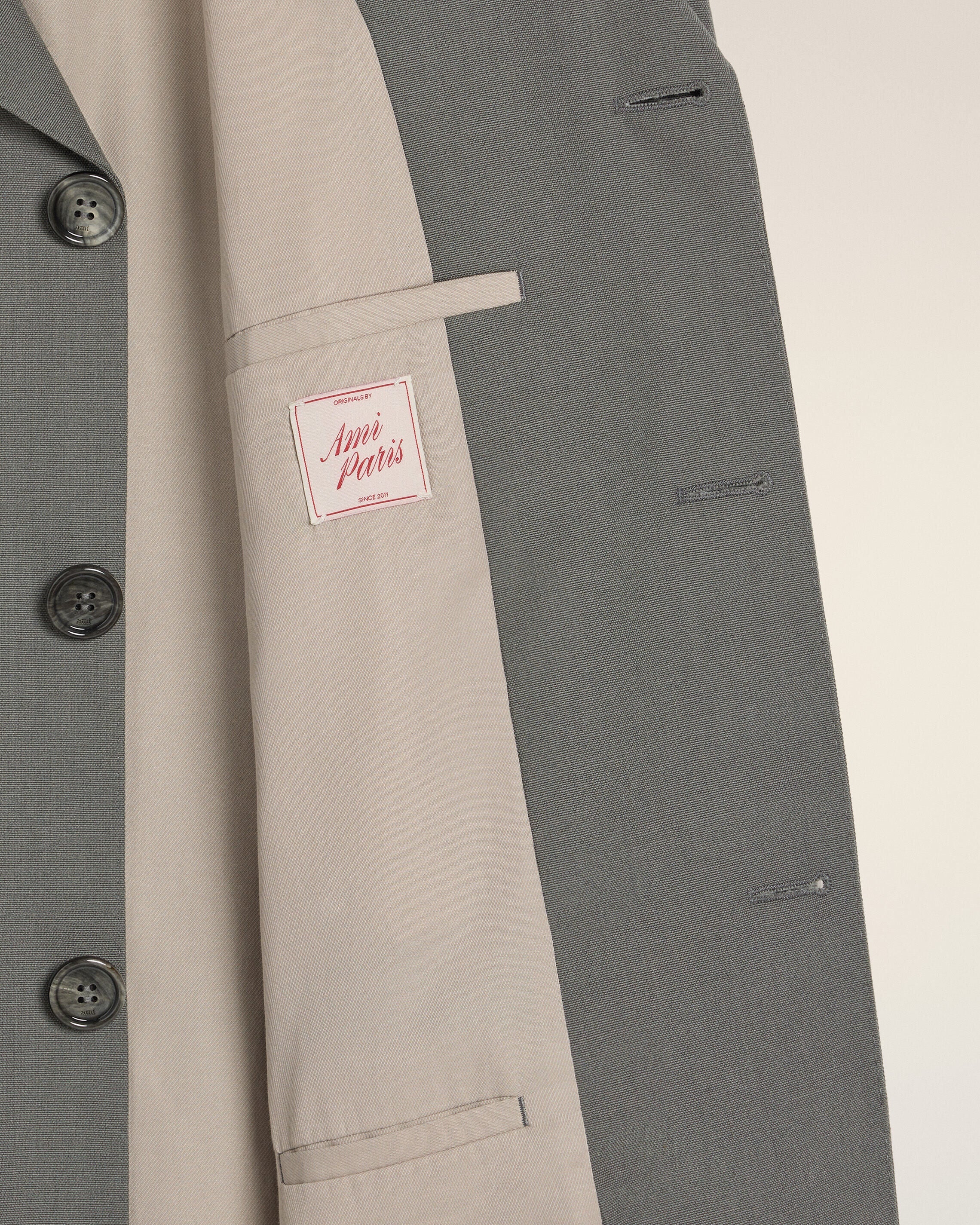 AmiParis Grey New Wool Double Breasted Straight Jacket