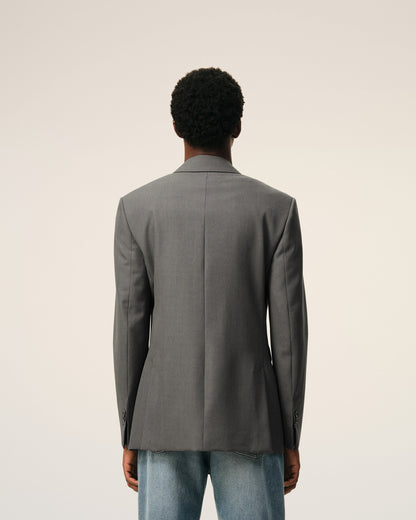 AmiParis Grey New Wool Double Breasted Straight Jacket