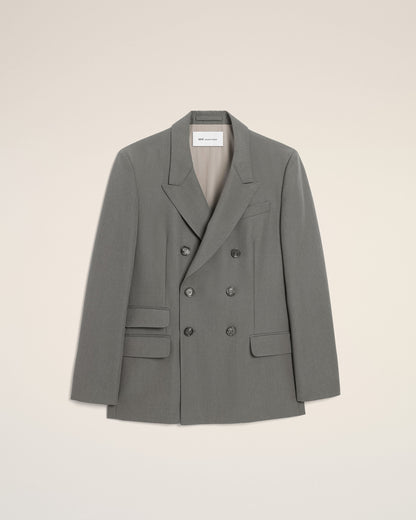 AmiParis Grey New Wool Double Breasted Straight Jacket