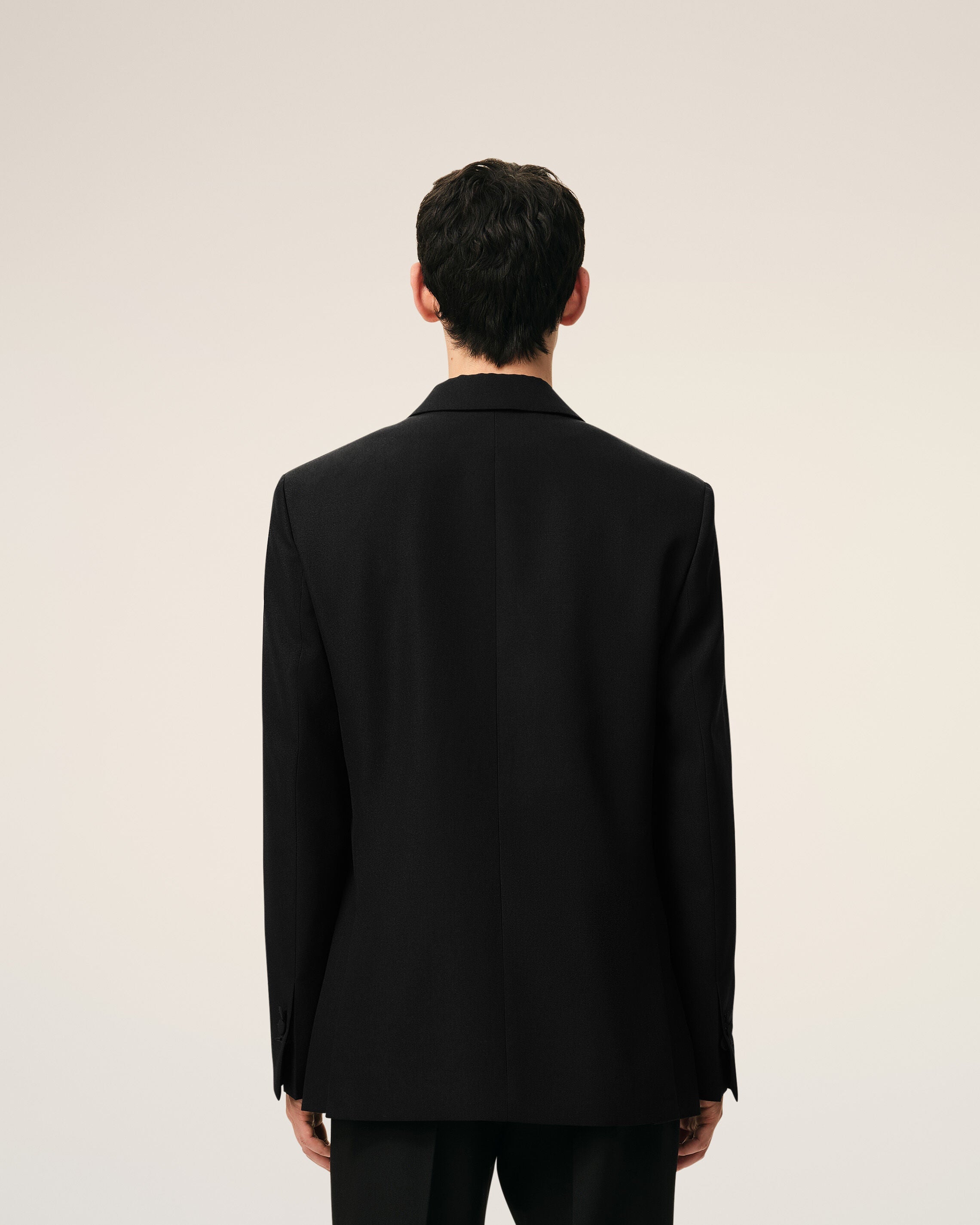AmiParis Black New Wool Double Breasted Straight Smocking Jacket