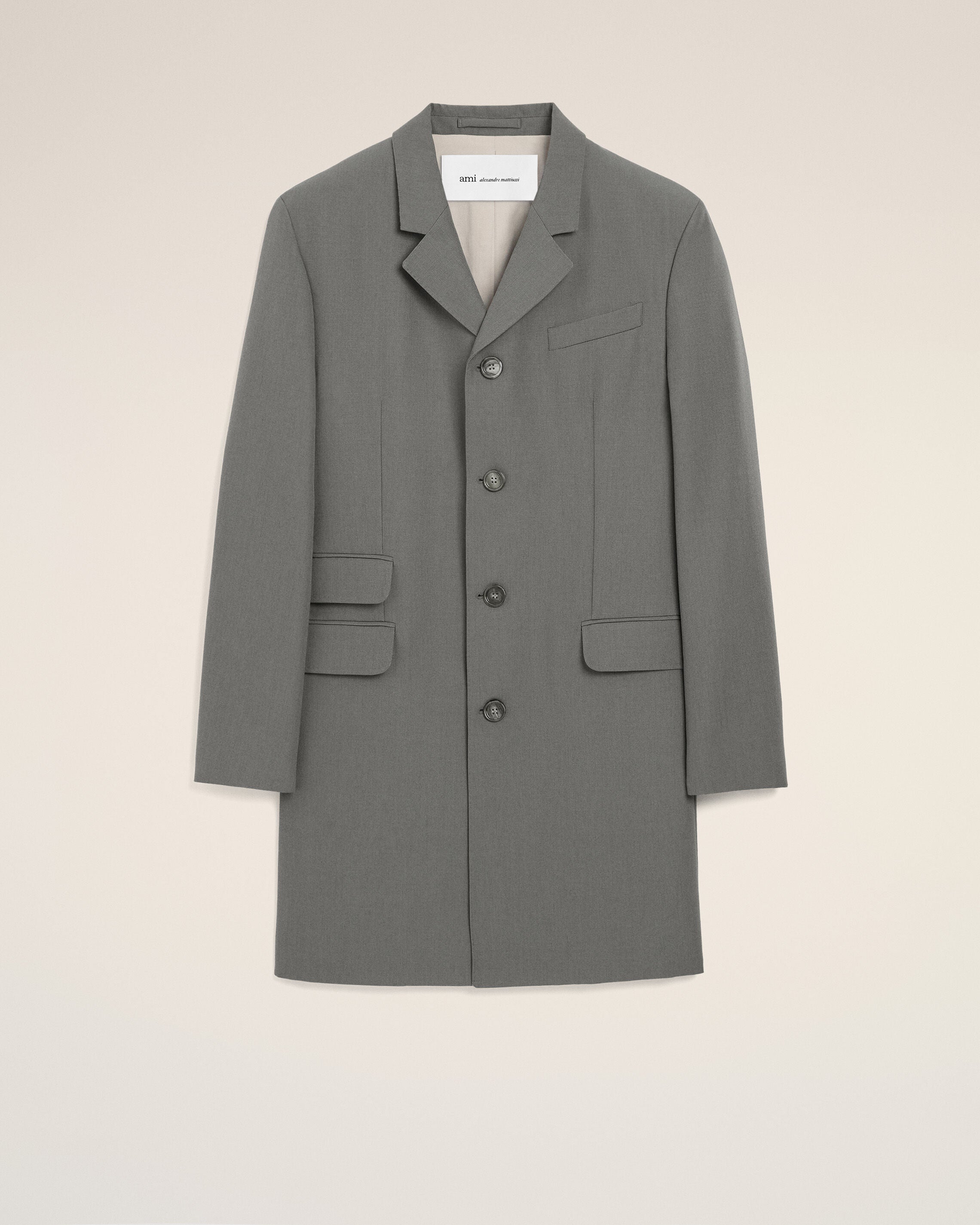 AmiParis Grey New Wool Straight Simple Breasted Jacket