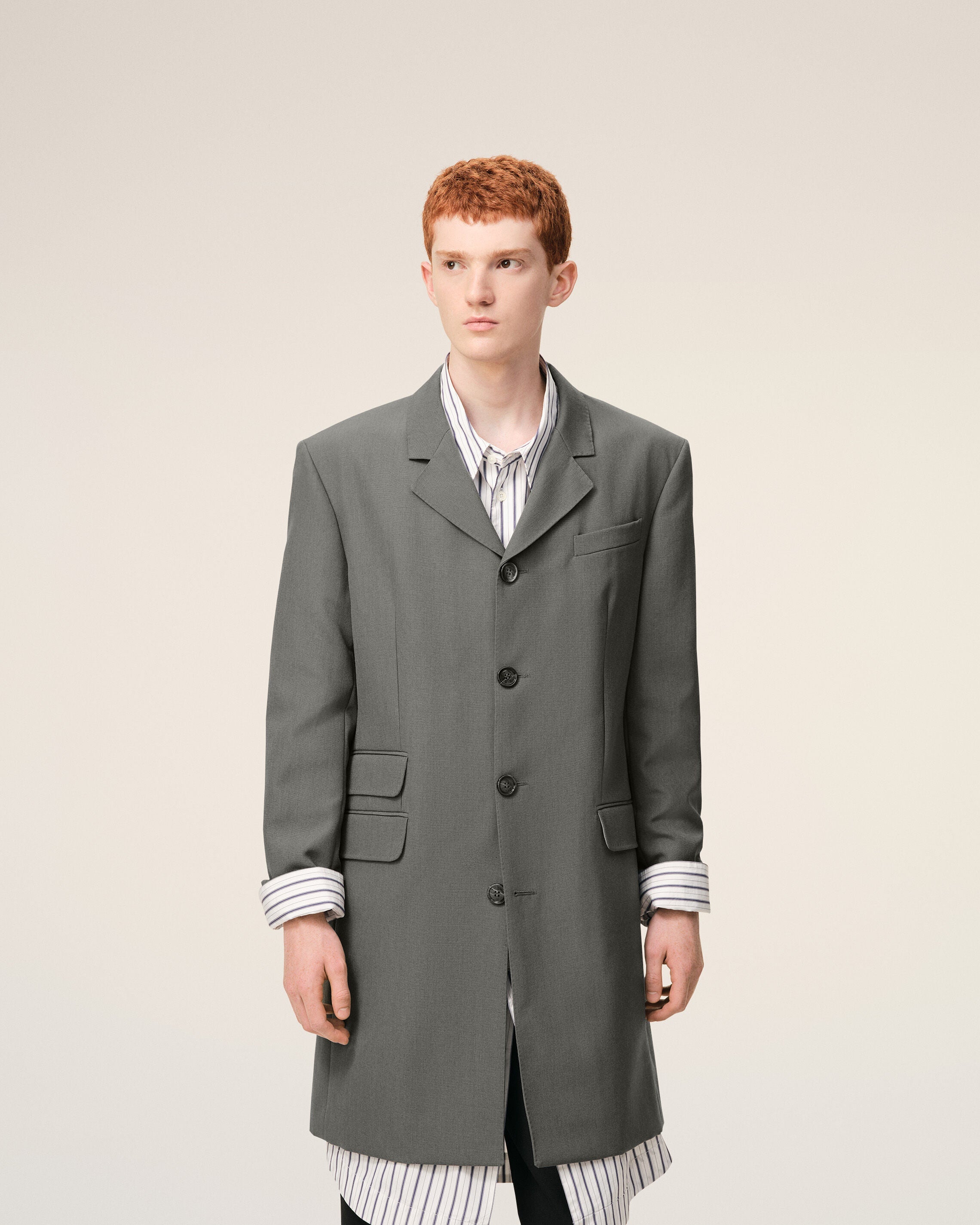 AmiParis Grey New Wool Straight Simple Breasted Jacket