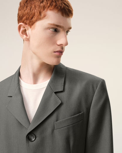 AmiParis Grey New Wool Straight Simple Breasted Jacket