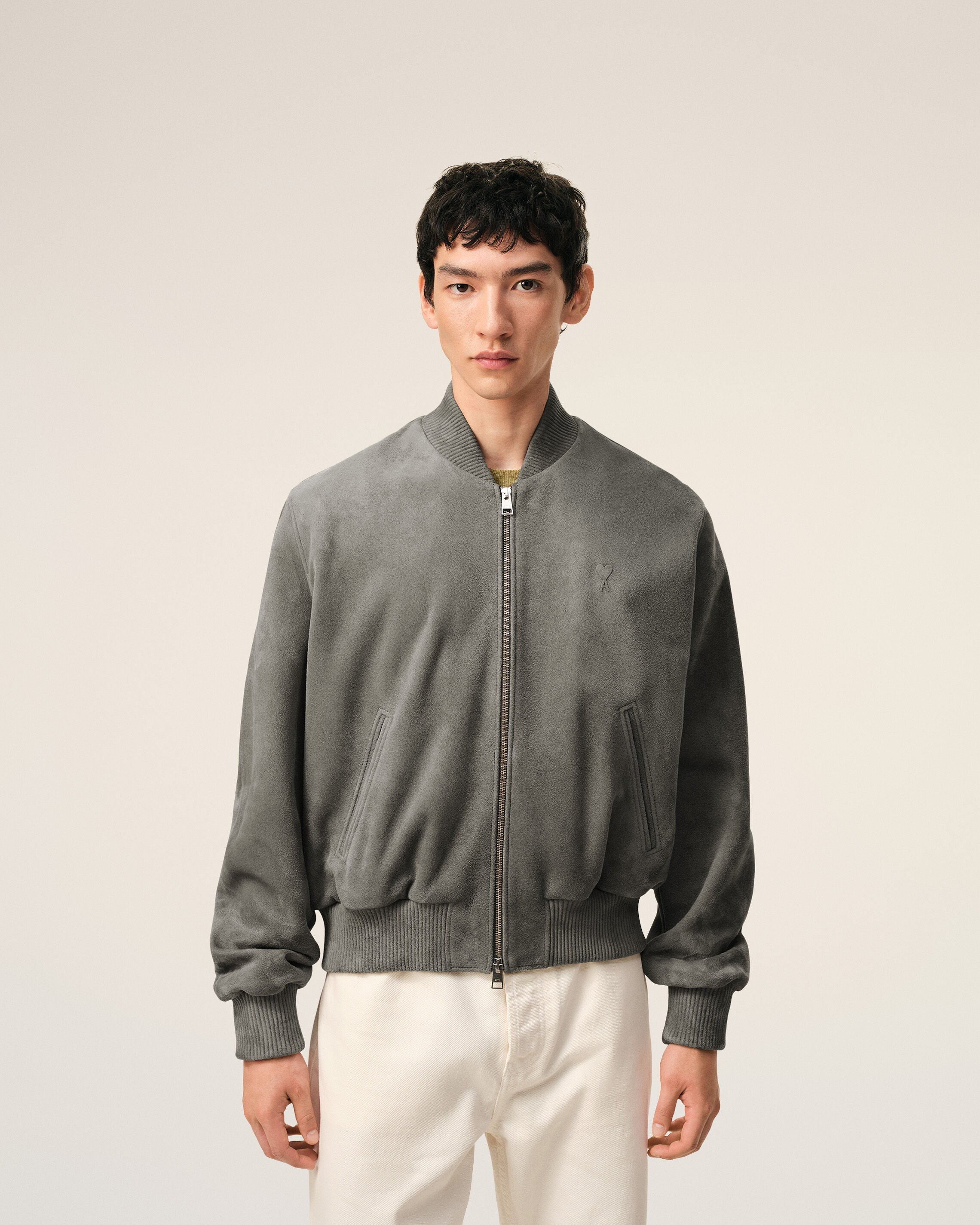 Grey Goat Leather Ami De Coeur Zipped  Jacket