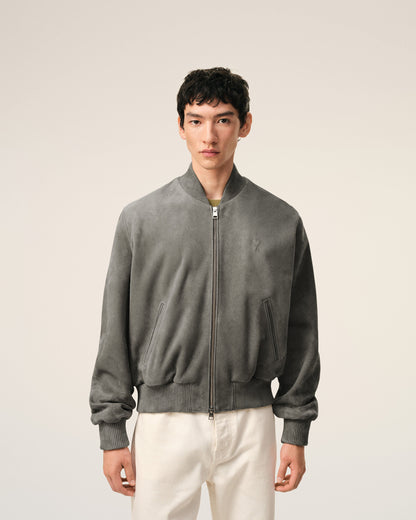 Grey Goat Leather Ami De Coeur Zipped  Jacket