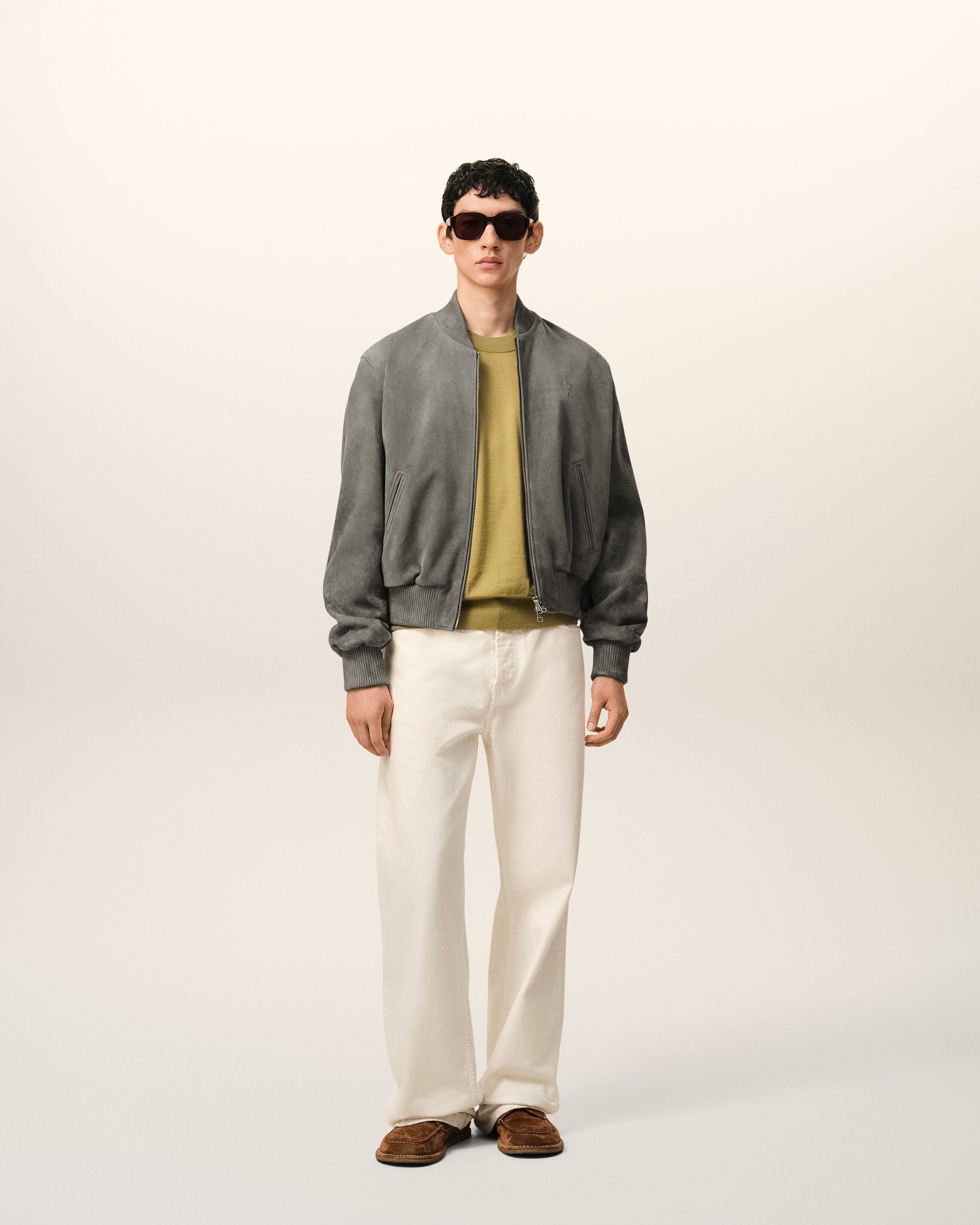 Grey Goat Leather Ami De Coeur Zipped  Jacket