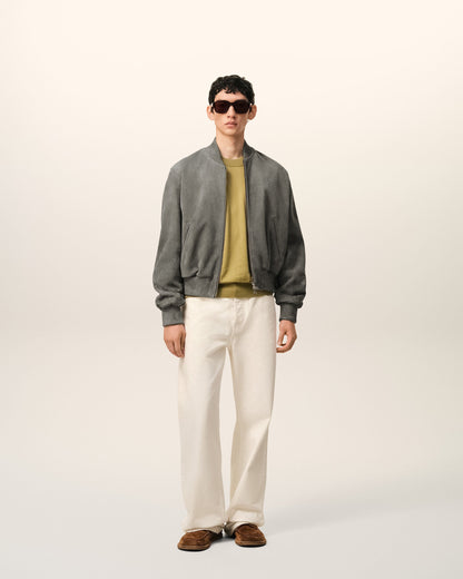 Grey Goat Leather Ami De Coeur Zipped  Jacket