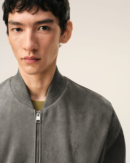 Grey Goat Leather Ami De Coeur Zipped  Jacket