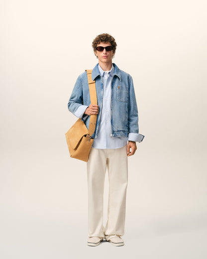 Blue Cotton Contrasted Ami De Coeur Zipped Jacket