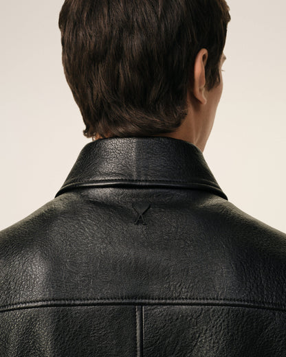 AmiParis Black Lamb Leather Zipped Jacket