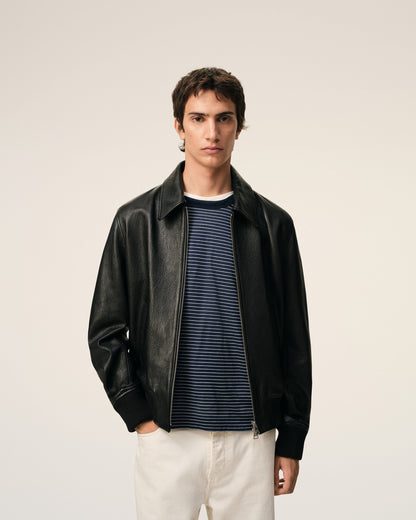 AmiParis Black Lamb Leather Zipped Jacket