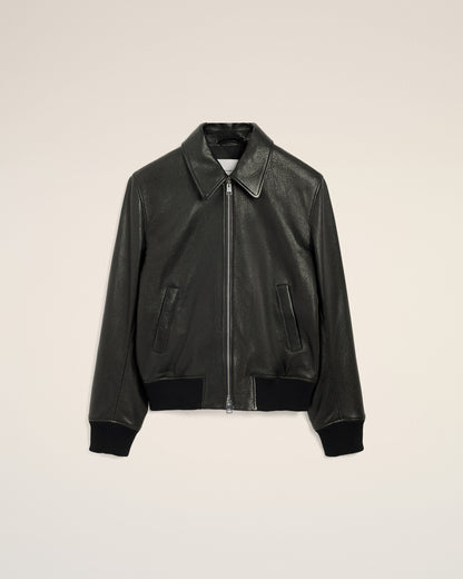 AmiParis Black Lamb Leather Zipped Jacket