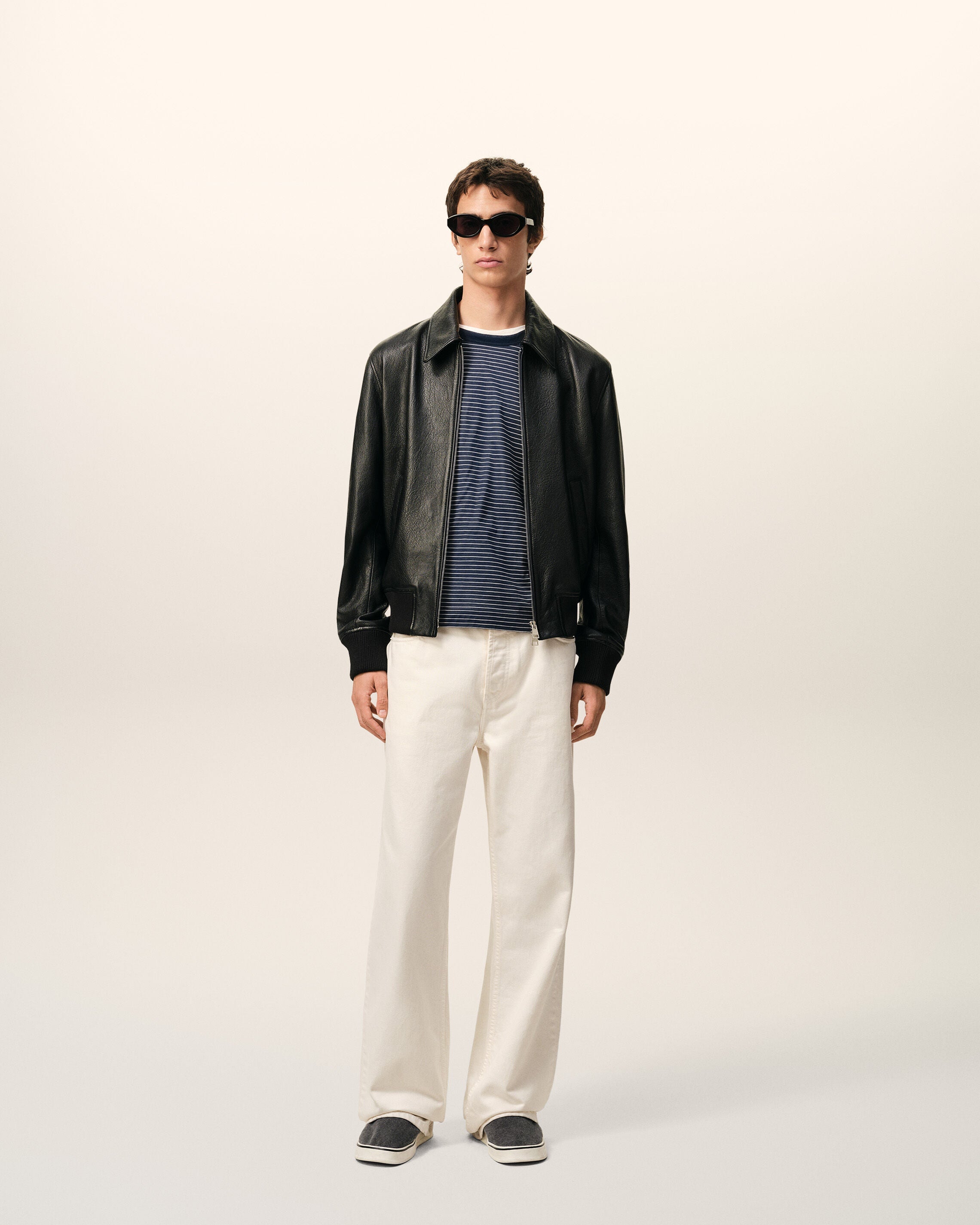 AmiParis Black Lamb Leather Zipped Jacket