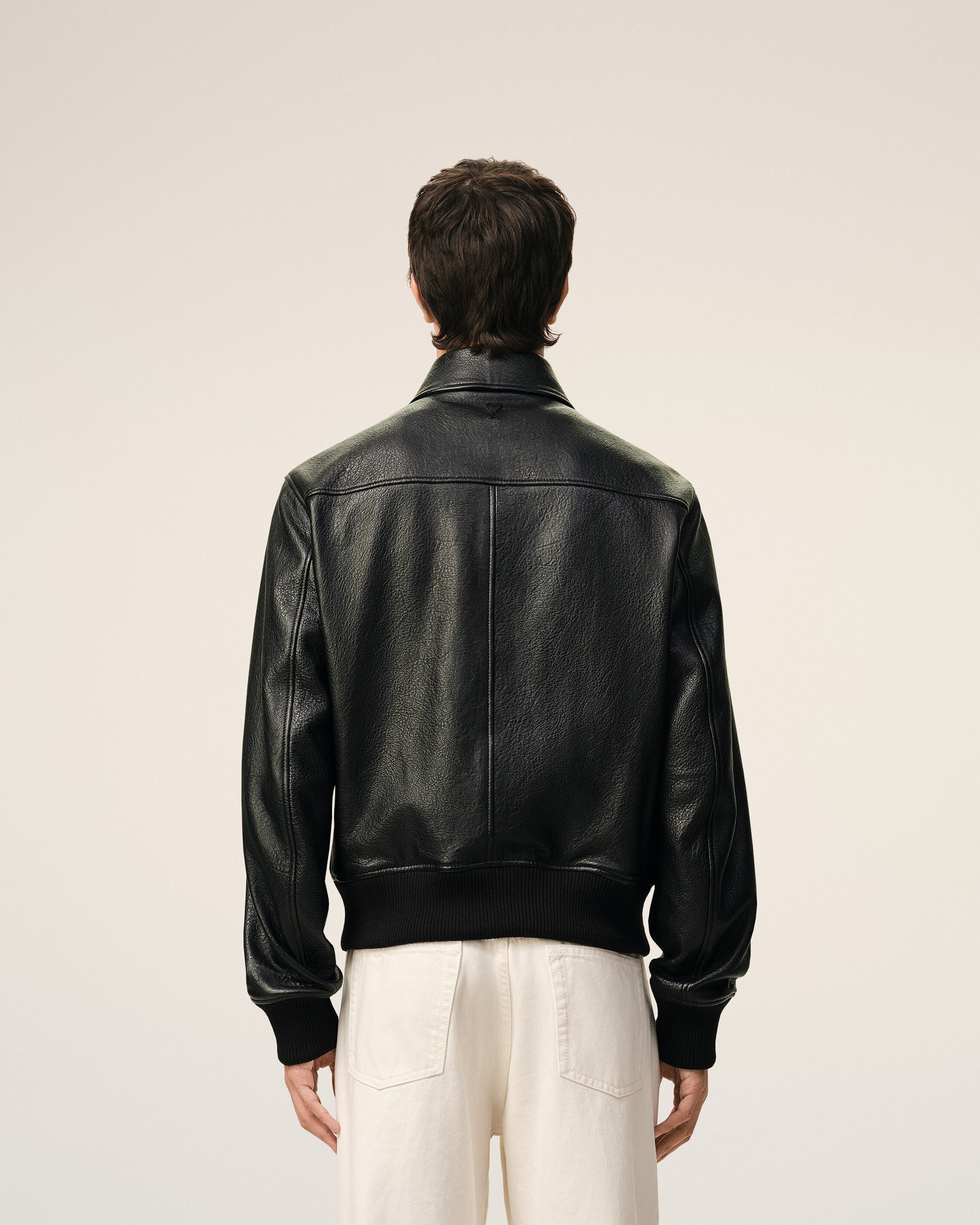 AmiParis Black Lamb Leather Zipped Jacket