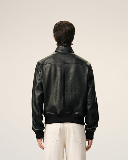 AmiParis Black Lamb Leather Zipped Jacket