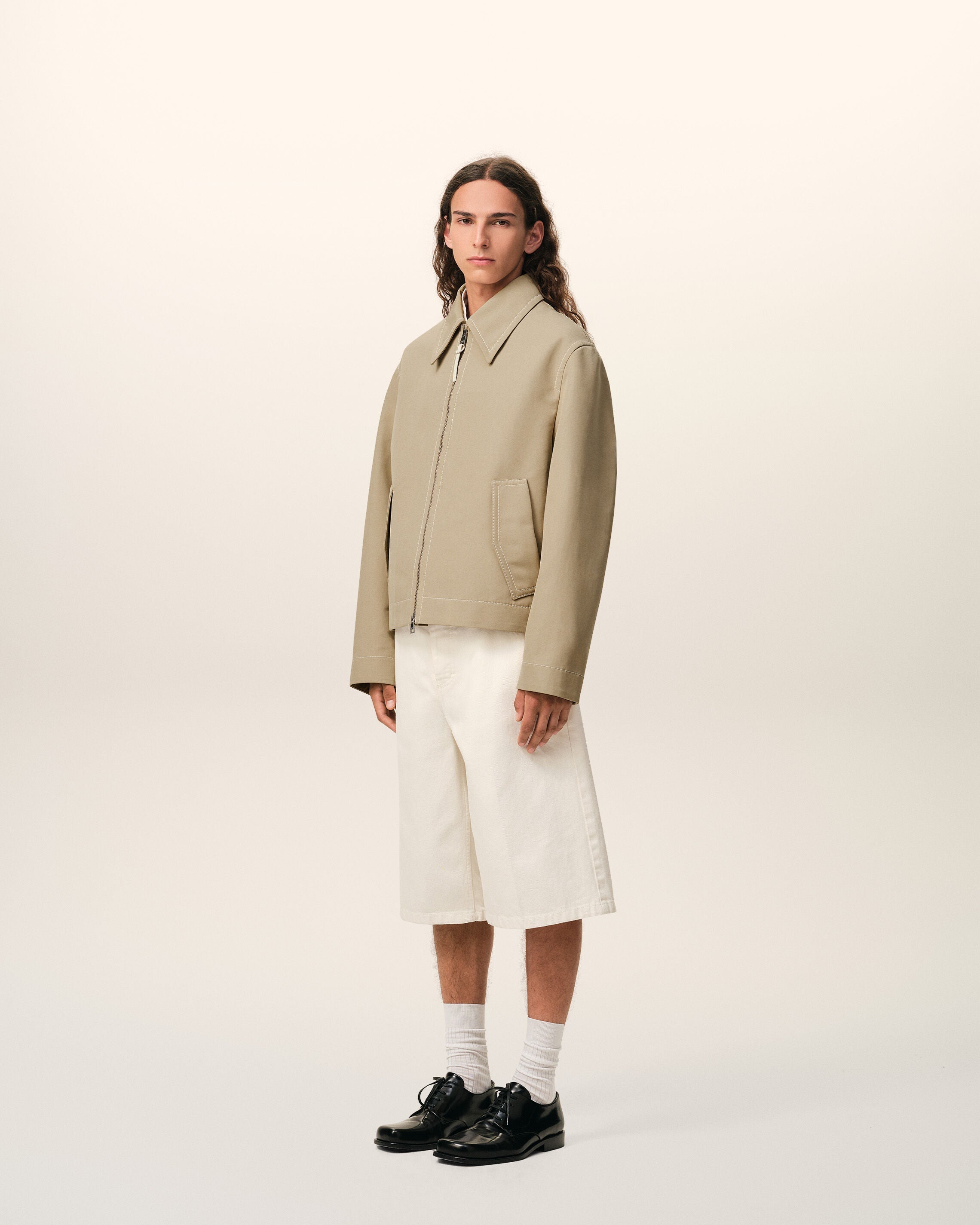 AmiParis Beige Cotton Zipped Jacket