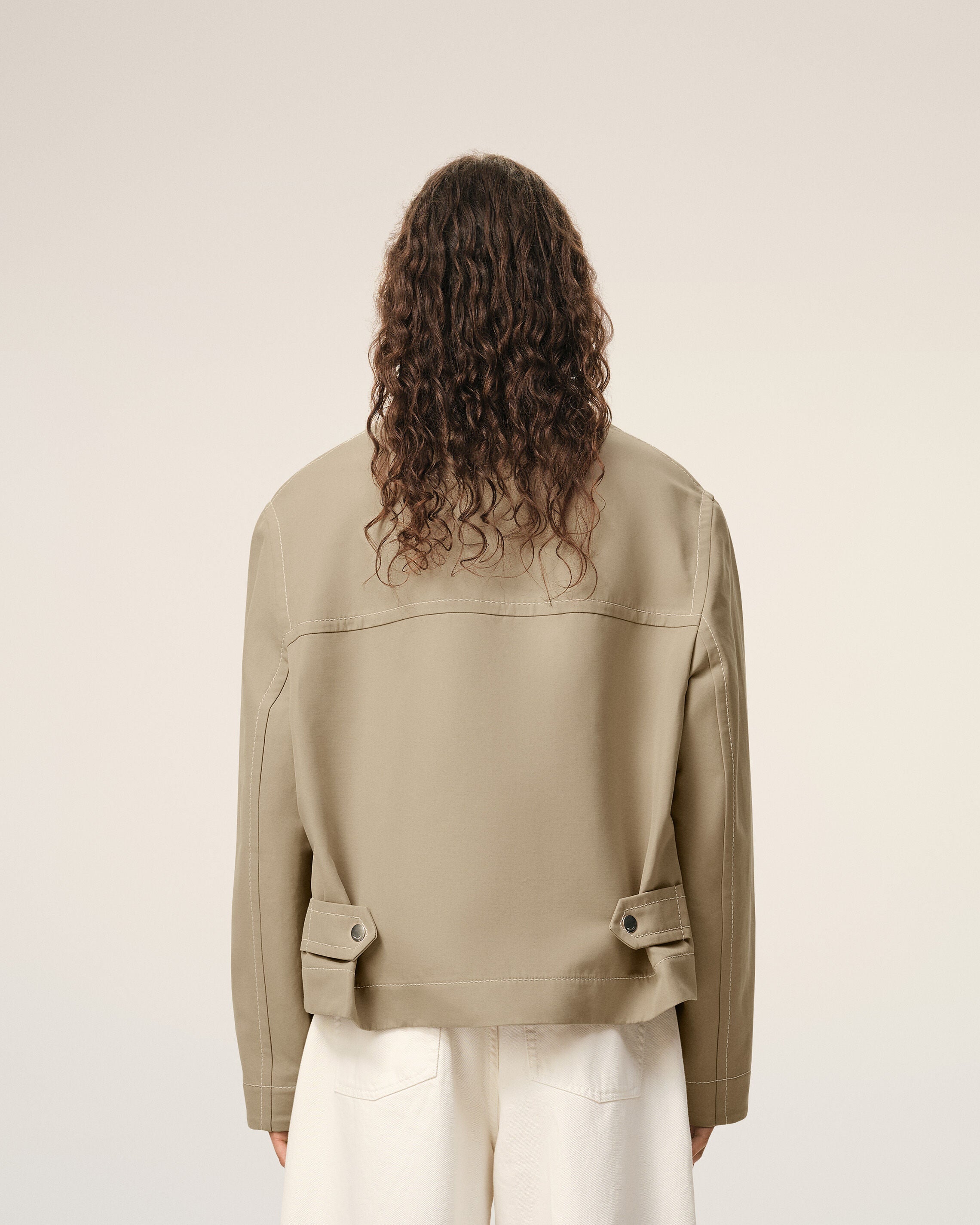 AmiParis Beige Cotton Zipped Jacket