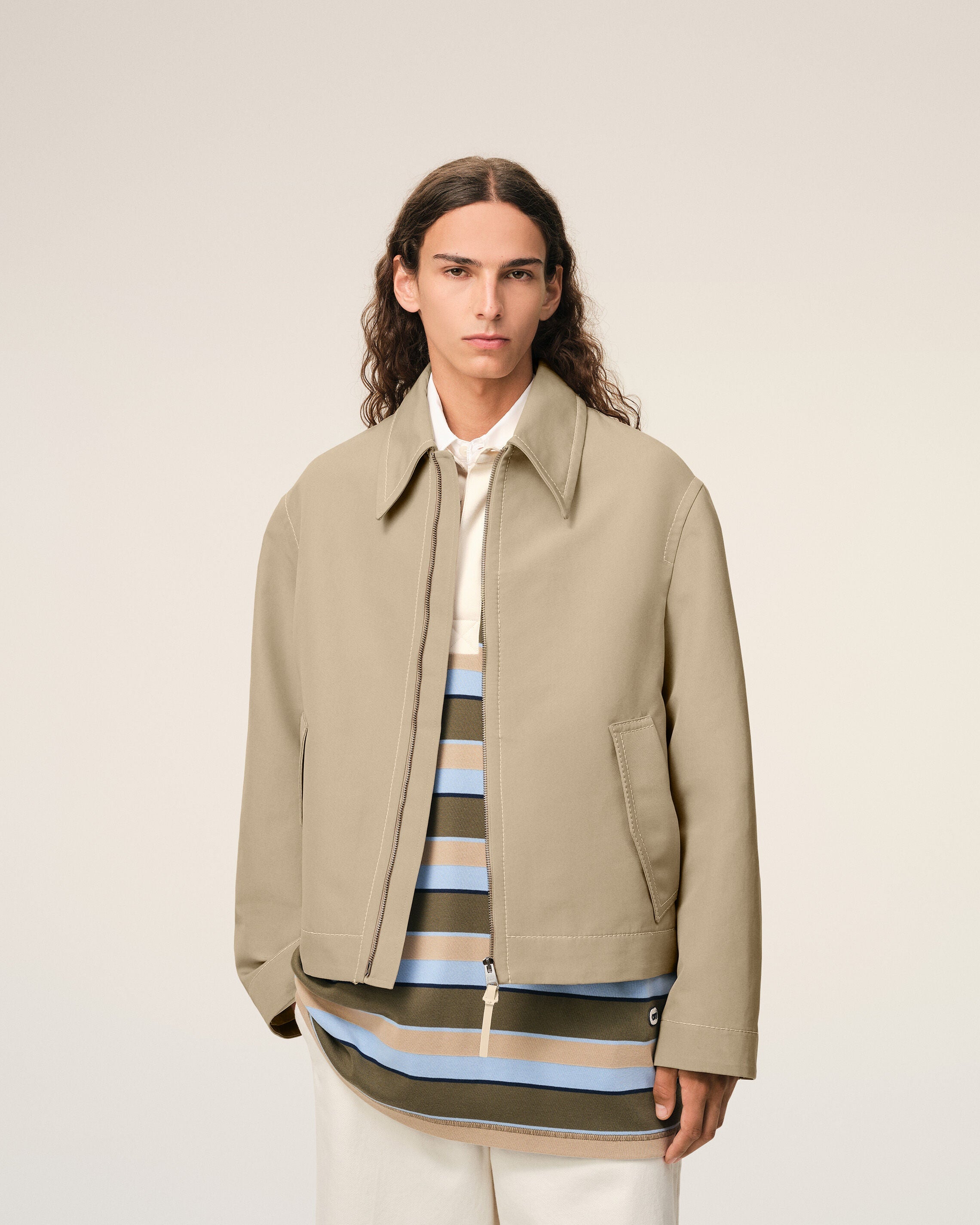AmiParis Beige Cotton Zipped Jacket