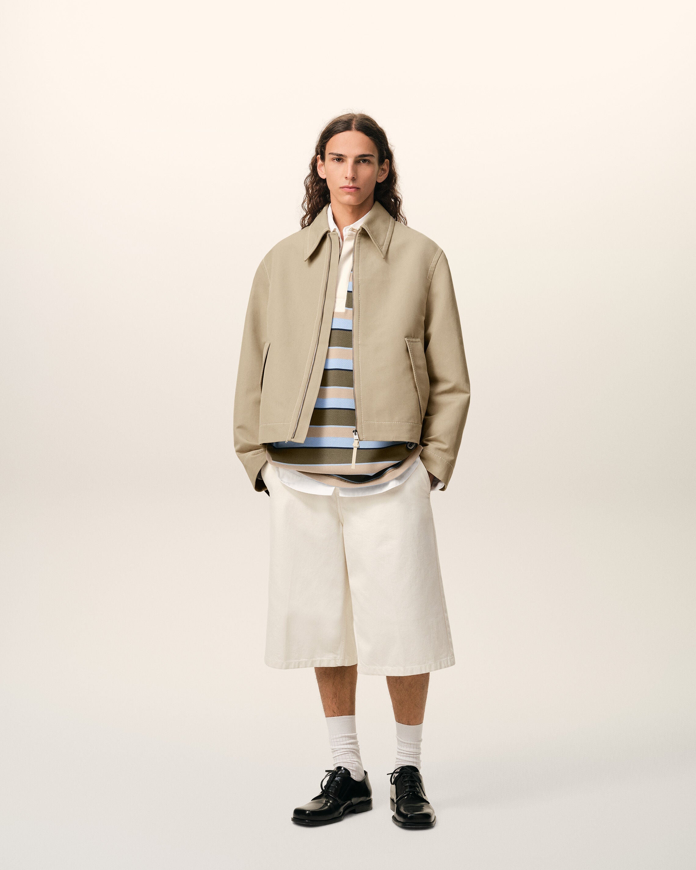 AmiParis Beige Cotton Zipped Jacket