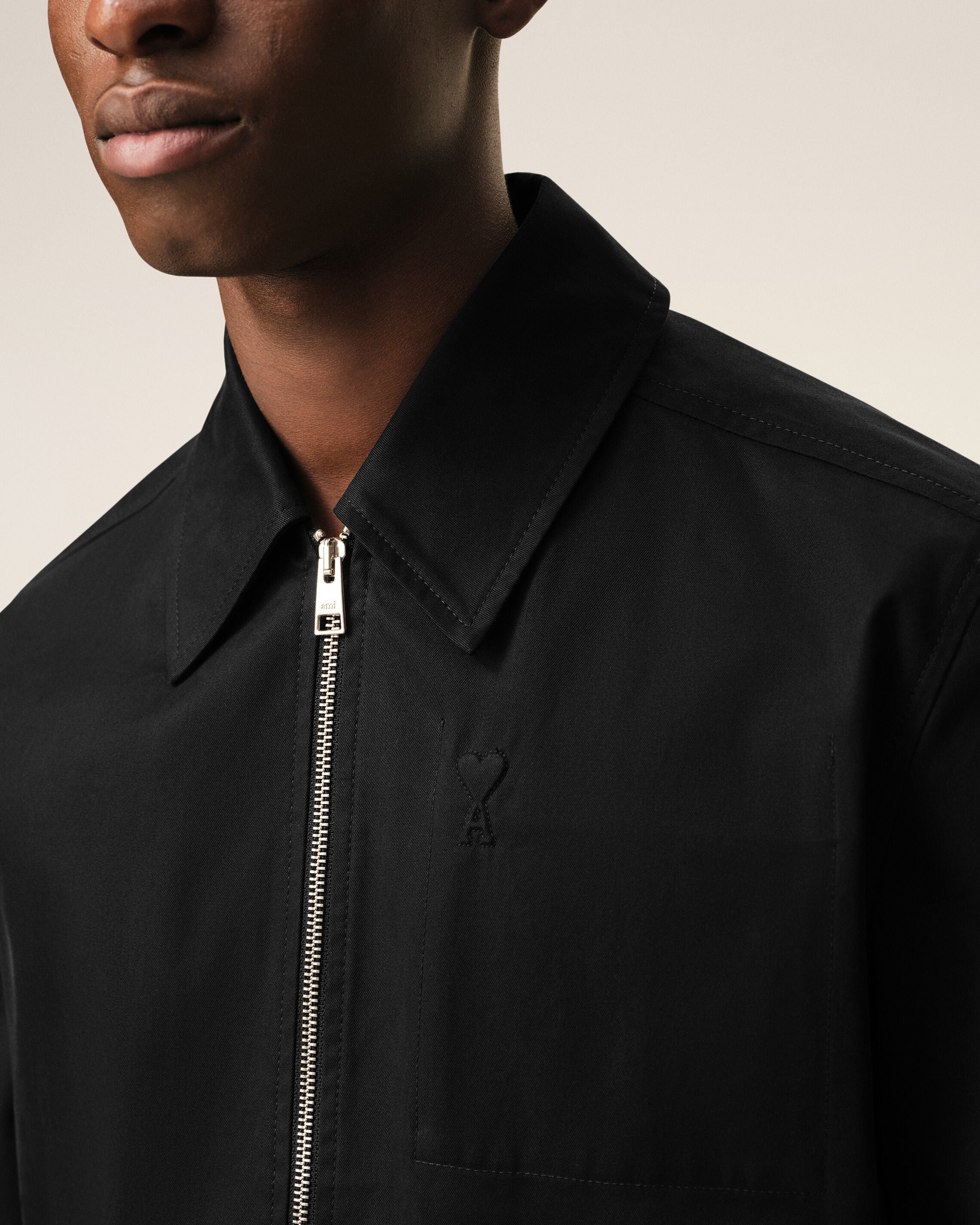 Black Cotton Ami De Cur Zipped Jacket