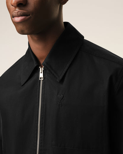 Black Cotton Ami De Cur Zipped Jacket