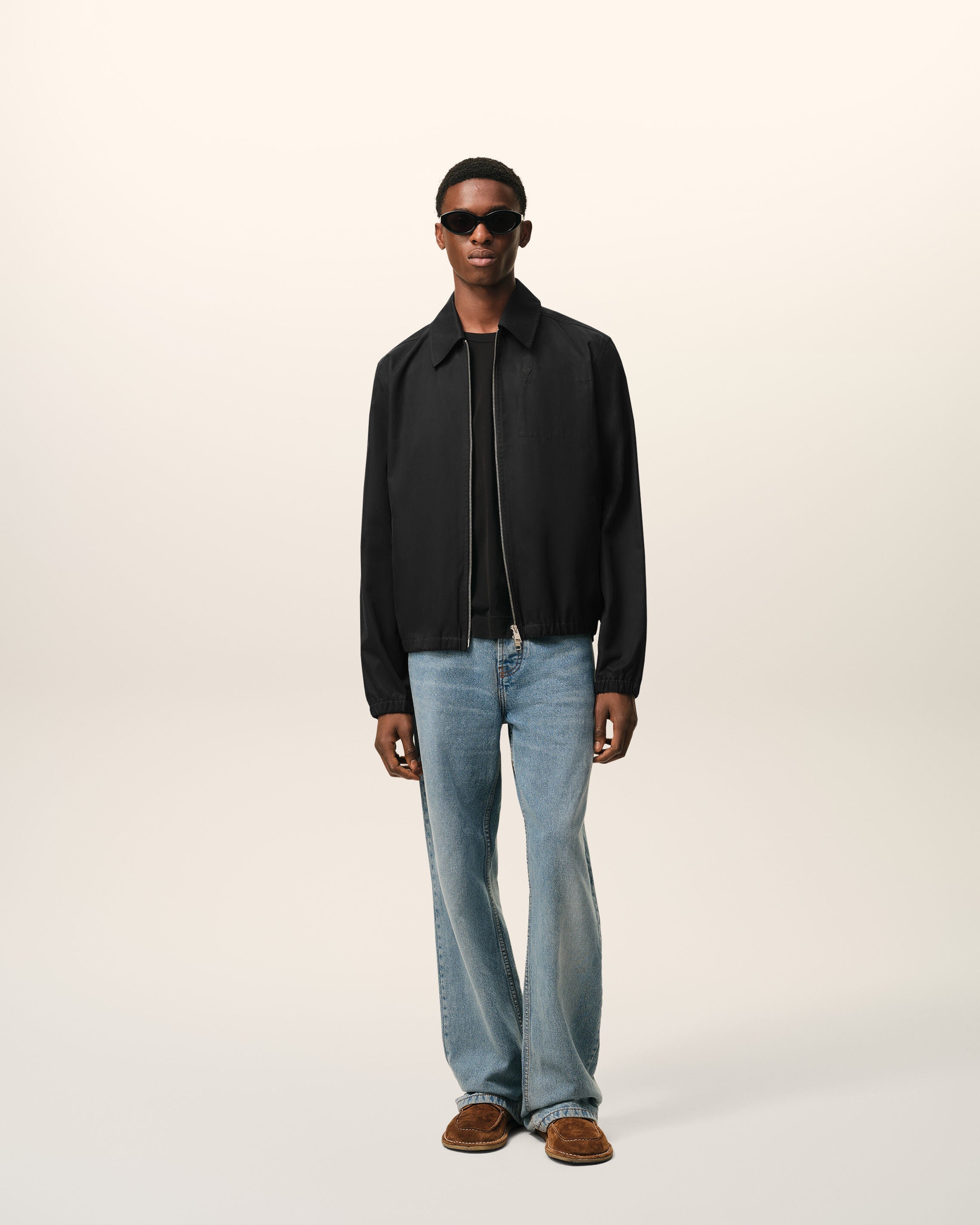 Black Cotton Ami De Cur Zipped Jacket