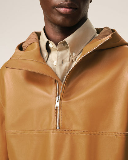 AmiParis Yellow Cow Leather Hooded Jacket